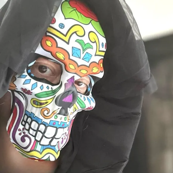 Halloween Día de Muertos Sukkerkranie Kostume Maske Día de Muertos Udklædning (Blomster)