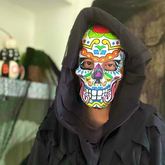 Halloween Día de Muertos Sukkerkranie Kostume Maske Día de Muertos Udklædning (Blomster)