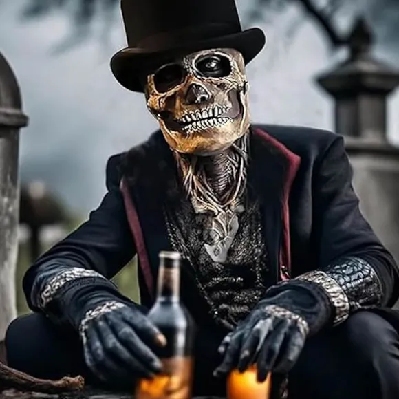 Halloween Dødningehovedmaske, Dødningehovedmaske med Bevægelig Kæbe, Naturlig Latex Helansigts Dødningehovedmaske, Voksen Dødningehovedmaske, til Cosplay Fest Maske-FA- | Fyndiq
