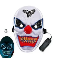 Halloween Dekoration LED Klovnemaske, Skræmmende Lysende Joker Maske, Halloween Dekoration Julekarneval Kostume Cosplay Fest Maske