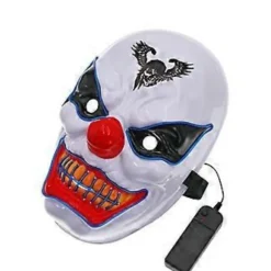 Halloween Dekoration LED Klovnemaske, Skræmmende Lysende Joker Maske, Halloween Dekoration Julekarneval Kostume Cosplay Fest Maske