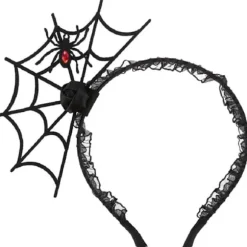 Halloween Edderkop Hårbøjle Edderkoppespind Hår Bøjle Halloween Fest Cosplay Maskerade Kostume Tilbehør (Sort)