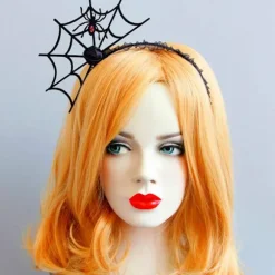Halloween Edderkop Hårbøjle Edderkoppespind Hår Bøjle Halloween Fest Cosplay Maskerade Kostume Tilbehør (Sort)