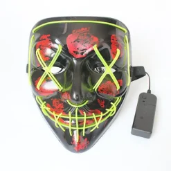 Halloween Fest LED Glødende Neon Maske Uhyggelig Cosplay Sting Horror Maske Lys Op Masquerade (FMY) Red