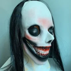Halloween Fest Rekvisitter Skræmmende Maske, Horror Latex Masker, uhyggelig Maske Med Sort Langt Hår, kvindelig Spøgelsesmaske Hjelm