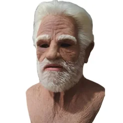 Halloween Fest Tilbehør Gammel Mands Ansigtsmaske Latex Maske, Uhyggelig Gammel Person Maske Voksen Udklædningskostume Maske