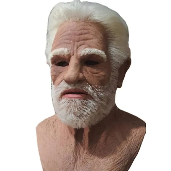 Halloween Fest Tilbehør Gammel Mands Ansigtsmaske Latex Maske, Uhyggelig Gammel Person Maske Voksen Udklædningskostume Maske