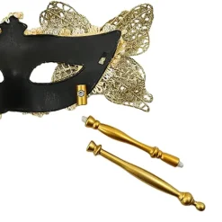 Halloween Festmaske Med Holderpind Aftenbal Maskerade Blue