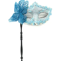 Halloween festmaske med holdepind aftenbalmaskerade Blue