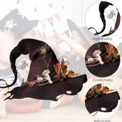 Halloween filt heksehat, heksehat dekorationer kostume, justerbar