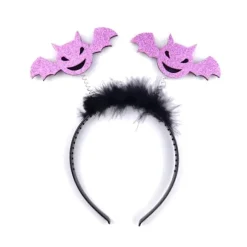 Halloween Flagermus Hårbøjle De Dødes Dag Pailletter Hårbånd Cosplay Kostume Hovedbeklædning til Voksne Børn Scene S Hovedbeklædning Lilla