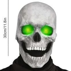Halloween Fuld Hoved Dødningehoved Maske Hjelm Kæbe Bevægelig Skelet Cosplay Horror Skræmmende (FMY) Light color