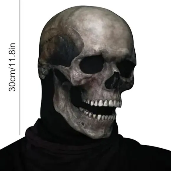 Halloween Fuld Hoved Skallemaske Hjelm Kæbe Bevægelig Skelet Cosplay Gyser Skræmmende (FMY) Dark color