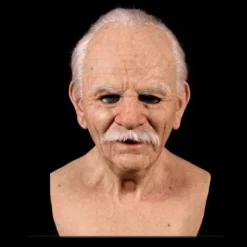 Halloween Gammel Mand Hovedbeklædning, Realistisk Silikone Maskerade Helhoved Finurlig Rekvisit White Beard With Hair