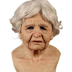 Halloween Gammel Mand Hovedbeklædning, Realistisk Silikone Maskerade Helhoved Finurlig Rekvisit Old Woman