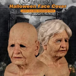 Halloween Gammel Mand Hovedbeklædning, Realistisk Silikone Maskerade Helhoved Finurlig Rekvisit Old Woman