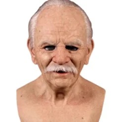 Halloween Gammelmand Maske, Den Ældre Mands Hovedbeklædning Realistisk Silikonmaske Helhoved Sjov Rekvisit White Beard With Hair