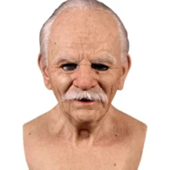 Halloween Gammelmand Maske, Den Ældre Mands Hovedbeklædning Realistisk Silikonmaske Helhoved Sjov Rekvisit White Beard With Hair