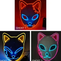Halloween Glødende Katte Maske LED Lady Demon Slayer