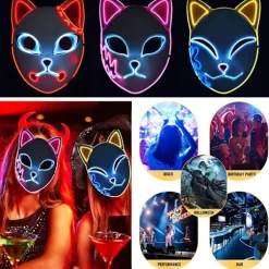 Halloween Glødende Katte Maske LED Lady Demon Slayer