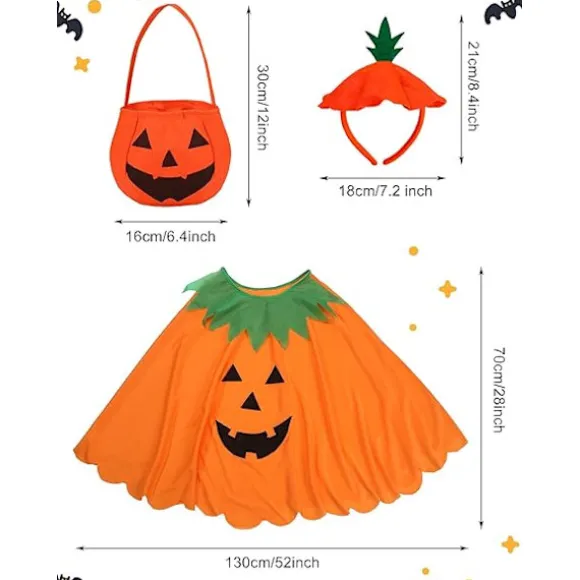 Halloween græskar kostume sæt til voksne græskar kappe poncho wi