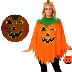 Halloween Græskar Kostume til Kvinder, 3-delt Sæt med Hat & Slikpose[JUN] adult