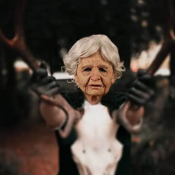 Halloween Gummimaske, Ældre Mand Hovedbeklædning Realistisk Silikonemaskerade Helhoved Besværlig Rekvisit Gammel Kvinde