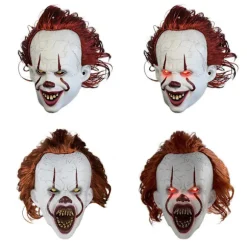 Halloween Gyserklovn Pennywise IT Fuld Maske Ond Røde Øjne Horror Cosplay Kostume LED Latex Lysende Maske med Lys eller uden Lys (FMY) buck teeth not glowing | Fyndiq