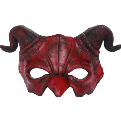 Halloween Halv Ansigt Scary Dyremaske, Karneval Dæmon Maske Fårehorn Spøgelse Djævel Grimace, Påske Horr