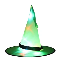 Halloween Hat Hekse Hat Cap Glow Garn Halloween Hekse Kostume Tilbehør til Halloween Fest Gunst Mode Prom Cosplay grøn