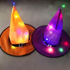 Halloween Hat Hekse Hat Cap Glow Garn Halloween Hekse Kostume Tilbehør til Halloween Fest Gunst Mode Prom Cosplay grøn