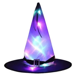 Halloween hat heksehat glødende garn Halloween heksekostume tilbehør egnet til Halloween festgaver mode fest rollespil lilla
