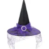 Halloween Heks Hat til Kvinder Spirallace Halloween Kostume Tilbehør til Fest