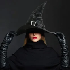 Halloween Heks Hat Troldmand Mænd Kvinder Sort Kostume Cosplay Party Pige
