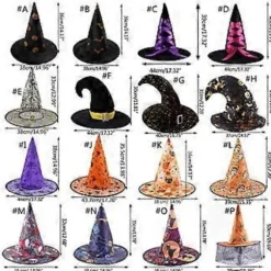 Halloween Heks Troldmand Hat Fest Kostume Hovedbeklædning Djævlehue Cosplay Rekvisitter Dekoration Tilbehør til Voksne Kvinder Mænd Ødelagt Heksehat Gre Broken Witch Hat Gre | Fyndiq