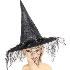 Halloween Heksehat Mesh Troldmandshat Makeup Kostume Tilbehør Co