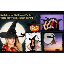 Halloween Heksehat Sort Stor Flæset Heksehat Halloweenfest