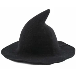Halloween heksehat til kvinder bredskygget foldbar spids hat
