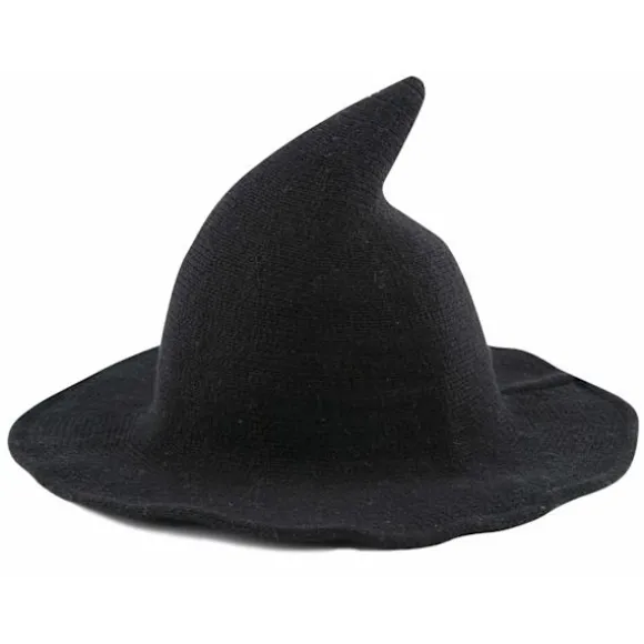 Halloween heksehat til kvinder bredskygget foldbar spids hat