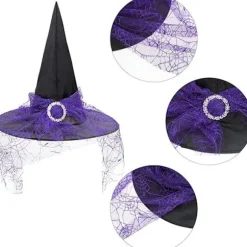 Halloween Heksehat til Kvinder Spids Blonde Halloween Kostumetilbehør til Fest