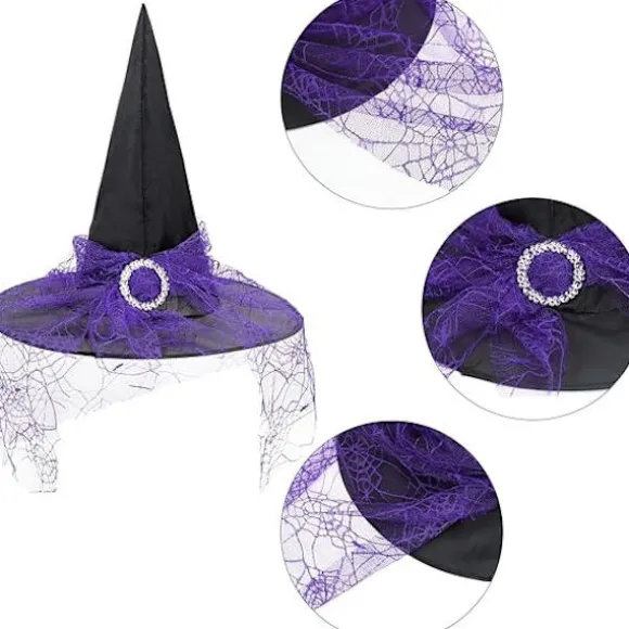 Halloween Heksehat til Kvinder Spids Blonde Halloween Kostumetilbehør til Fest