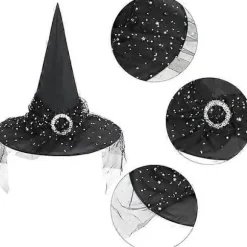 Halloween Heksehat til Kvinder Spirallace Halloween Kostume Tilbehør til Fest