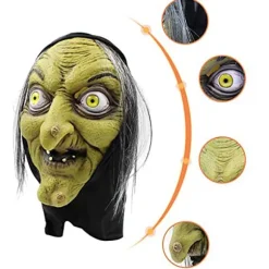 Halloween horror heksemaske gammel heks latex hovedbeklædning troldmand gammel dame bedstemor maske