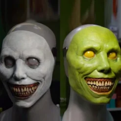 Halloween horror maske COS smil exorcisme grønne øjne latex mas