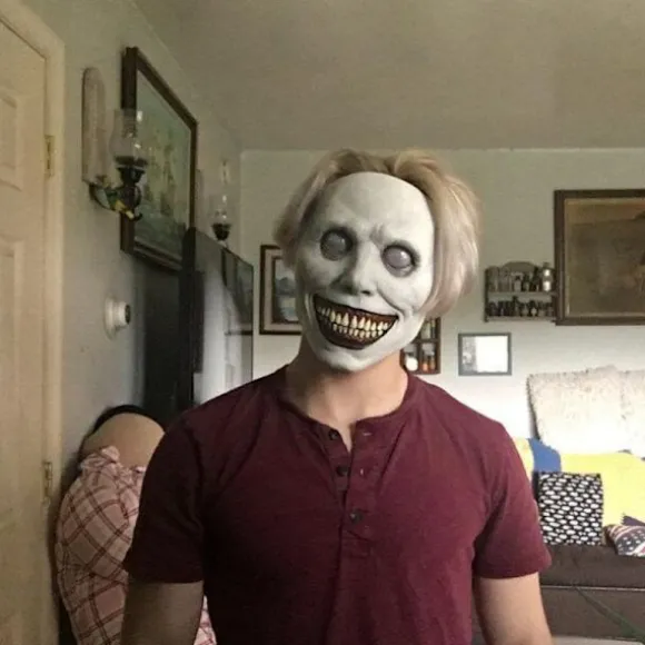 Halloween horror maske COS smil exorcisme grønne øjne latex mas