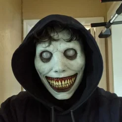 Halloween horror maske COS smil eksorcisme hvidt øje latex maske