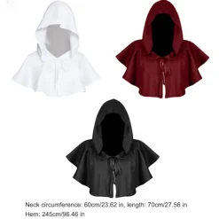 Halloween Hætte Kappe Sjal Polyester Middelalderlig Hættehat Foto Prop Red