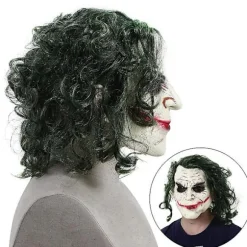 Halloween Joker Maske Cosplay Horror Skræmmende Klovn Maske Med Grønt Hår[YJD] White 1Pc