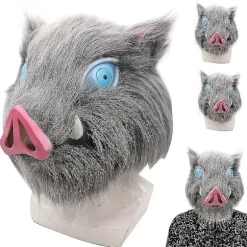 Halloween Jul Demon Slayer Hashibira Inosuke Cosplay Maske Halloween Karneval Hovedbeklædning Fest Anime Fancy Dress Up Hovedbeklædning Kostume Tilbehør | Fyndiq