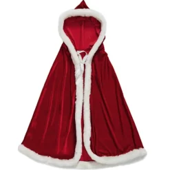 Halloween Julekostumer Kvinder Piger Fløjl Hætte Kappe Rød Kåbe Fru Julemand Kostume Kappe 150cm(150cm)